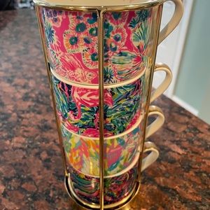 Lilly Pulitzer set of 4 Espresso stacking mugs
